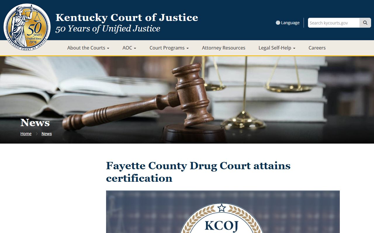 Fayette County court records Drug Court certification news from Kentucky Court of Justice