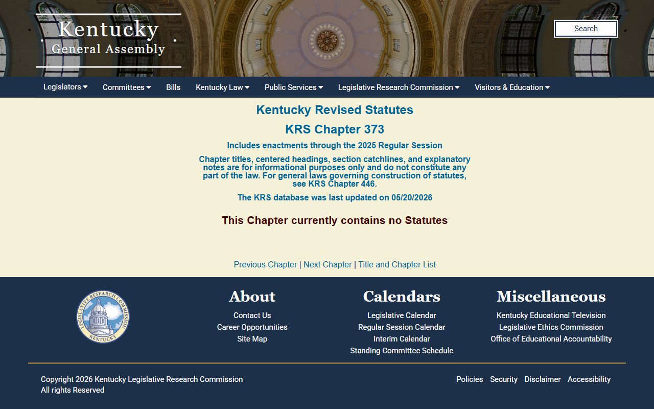 Fayette County District Court KRS Chapter 383 landlord tenant statutes Kentucky General Assembly