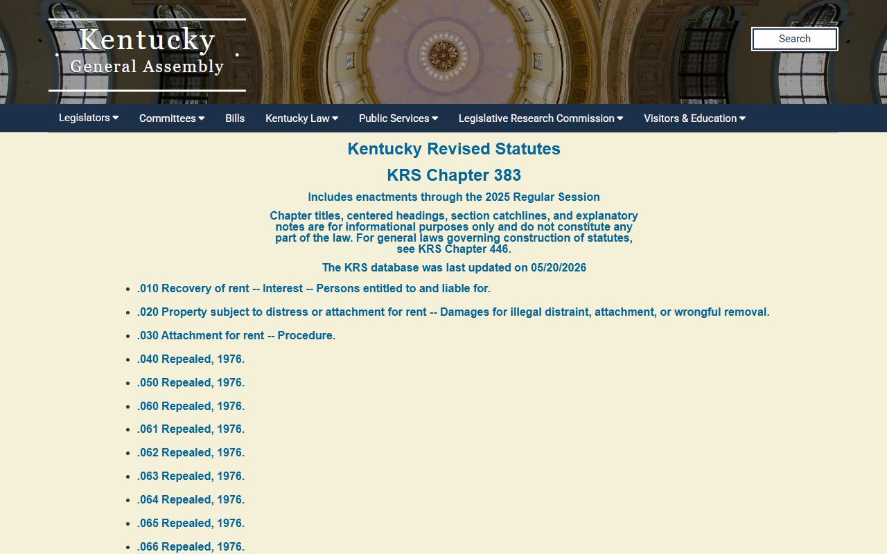 KRS Chapter 402 Kentucky marriage statutes page on the state legislature website