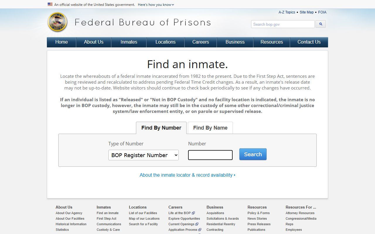 Bureau of Prisons inmate locator used to find Fayette County federal inmates and releases